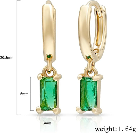 Auskarai, stačiakampiai su cirkoniu