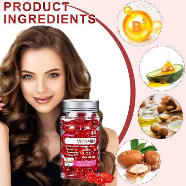 Serumas plaukams/vitaminai, 40 kapsulių