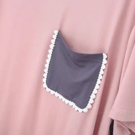 Pižama moterims, rožinė/pilka, L