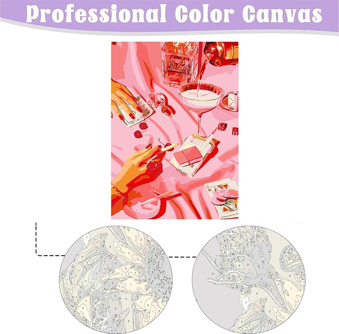 Tapyba pagal skaičius su rėmeliu – rožinis, 30x40 cm.