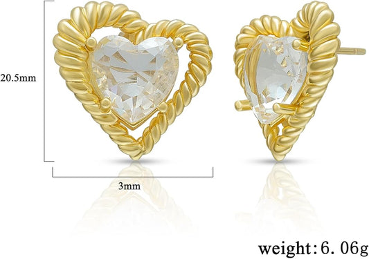 Auskrai, širdelės su cirkoniu