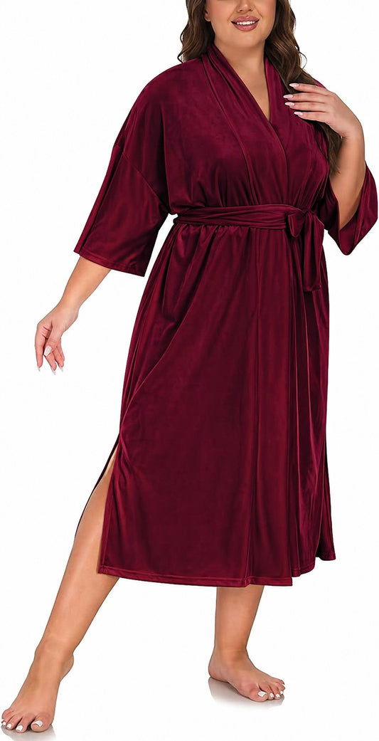 Moteriškas velvetinis chalatas, XXXL
