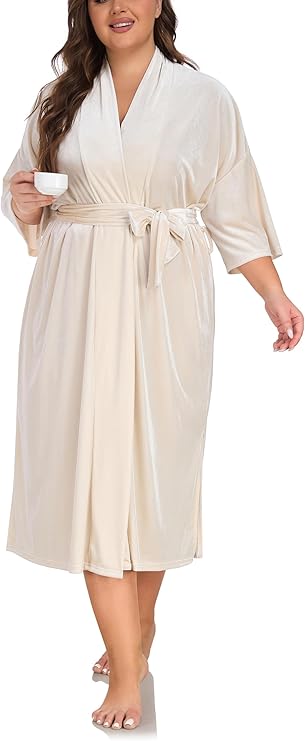 Moteriškas velvetinis chalatas, XXXL