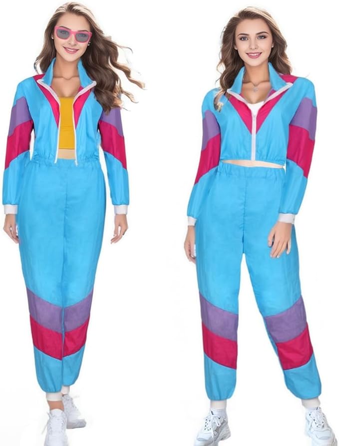 80-ųjų moterų kostiumas su aksesuarais, XXL