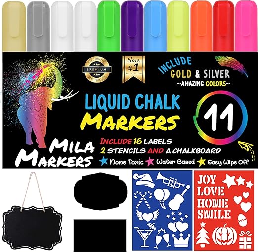 11 spalvų markerių rinkinys su aksesuarais