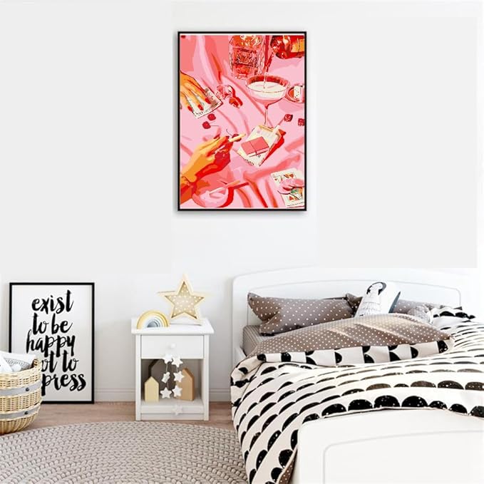 Tapyba pagal skaičius su rėmeliu – rožinis, 30x40 cm.