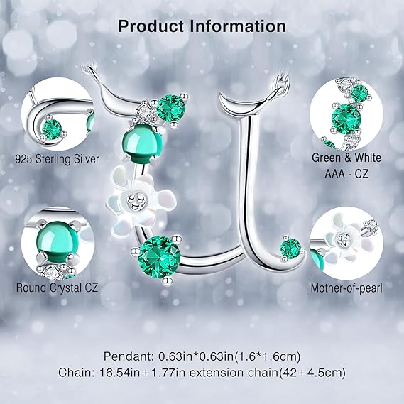 925 prabos sidabro pakabukas su cirkonio akmenukais – raidė U