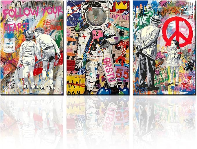 3 dalių sienų paveikslas ant drobės, 3 x 40x60 cm.