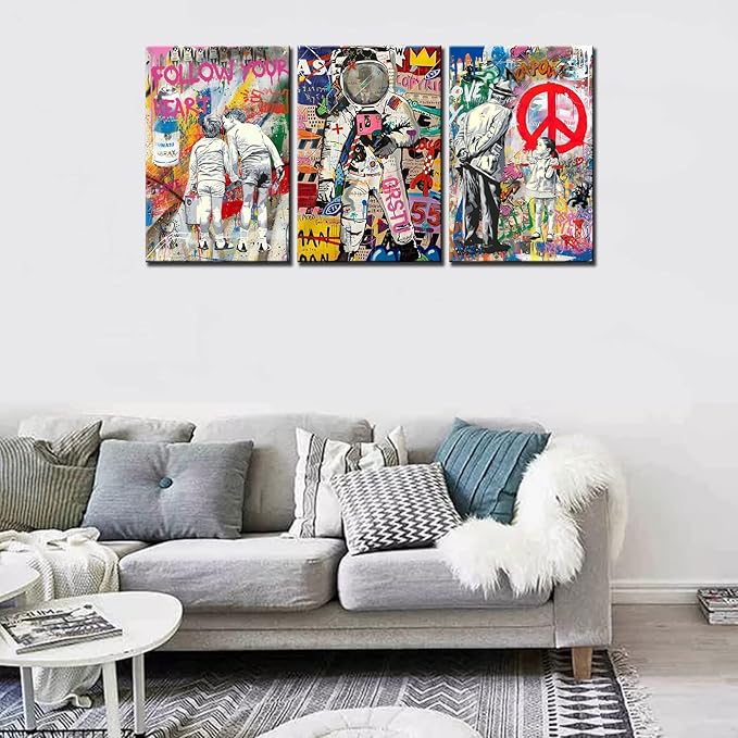 3 dalių sienų paveikslas ant drobės, 3 x 40x60 cm.