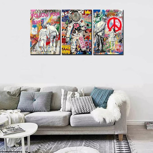 3 dalių sienų paveikslas ant drobės, 3 x 40x60 cm.