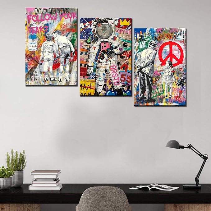 3 dalių sienų paveikslas ant drobės, 3 x 40x60 cm.